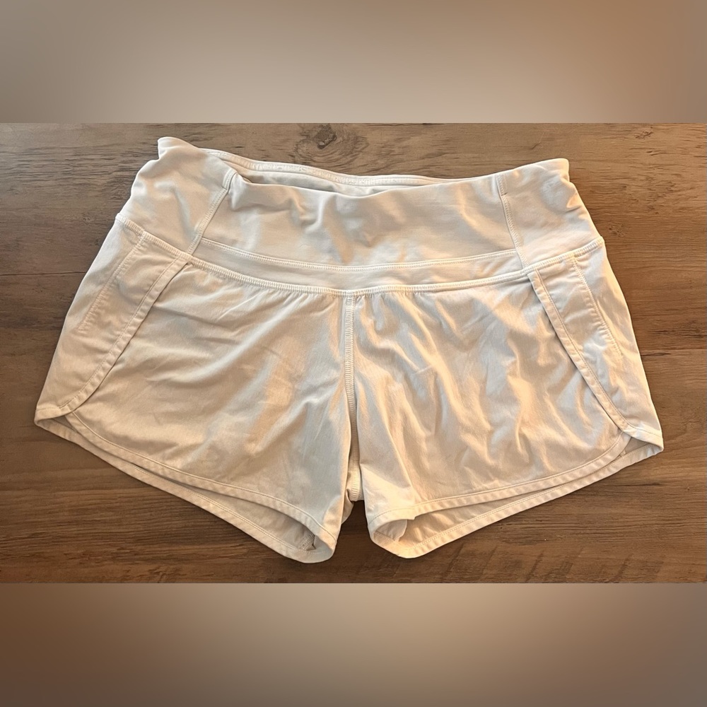 Lululemon White 4” Speed Up Mid-Rise Lined Shorts